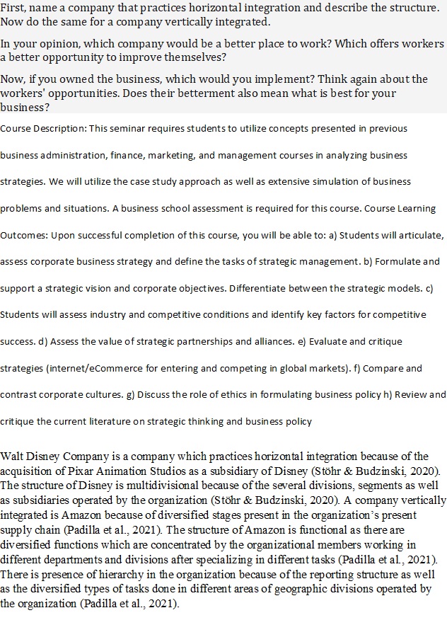 Unit 6 DB Horizontal vs. Vertical Integration